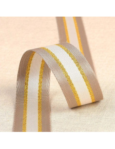 Alça de ombro lurex - Taupe e dourado