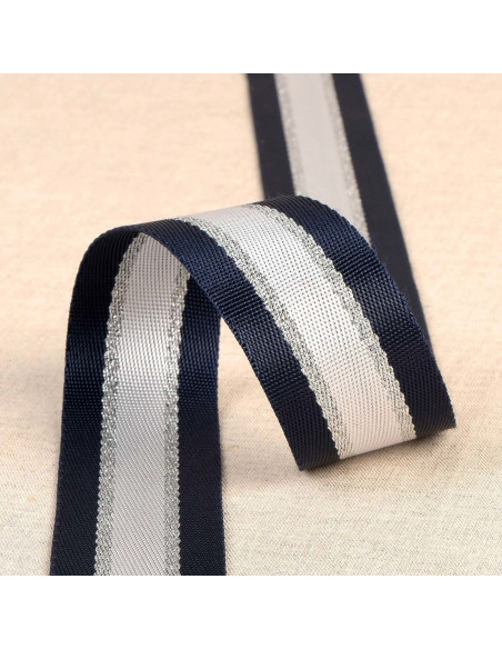 Alça de ombro lurex - Azul marinho e prata