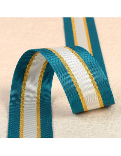 Alça de ombro lurex - Azul petróleo e dourado