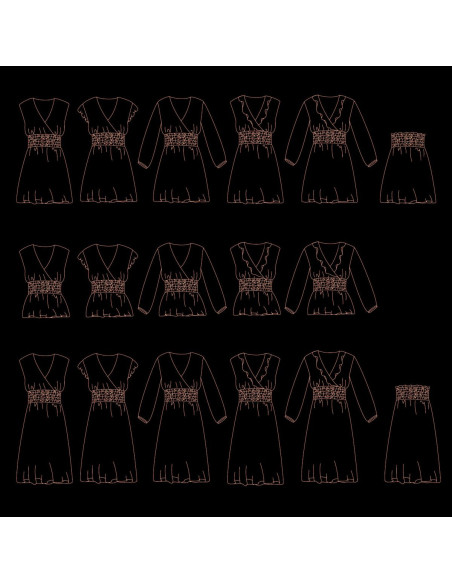 Molde de blusa, saia e vestido Sifnos - Ikatee