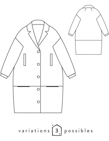 Padrão de casaco ou jaqueta oversize Flow - Atelier Scämmit