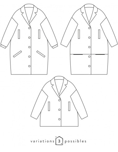 Padrão de casaco ou jaqueta oversize Flow - Atelier Scämmit