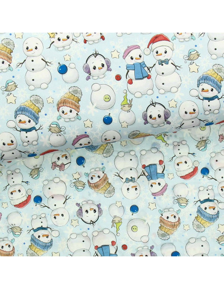 Tecido de algodão premium - Boneco de neve