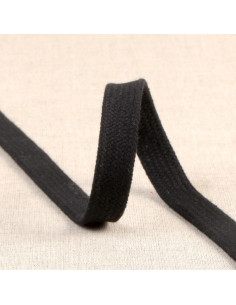 Cordão trançado plano para moletom - Preto