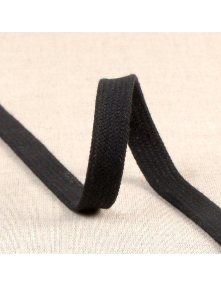 Cordão trançado plano para moletom - Preto