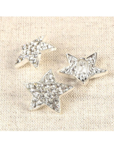 Botão de strass estrela Polaris - Branco 19 mm