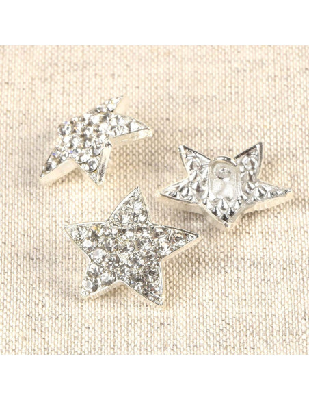 Botão de strass estrela Polaris - Branco 19 mm