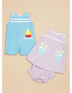 Molde de macacão, vestido e calça para bebês - Butterick 6905