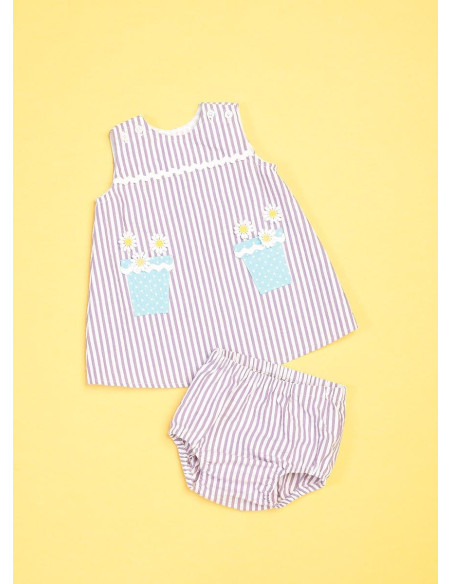 Molde de macacão, vestido e calça para bebês - Butterick 6905