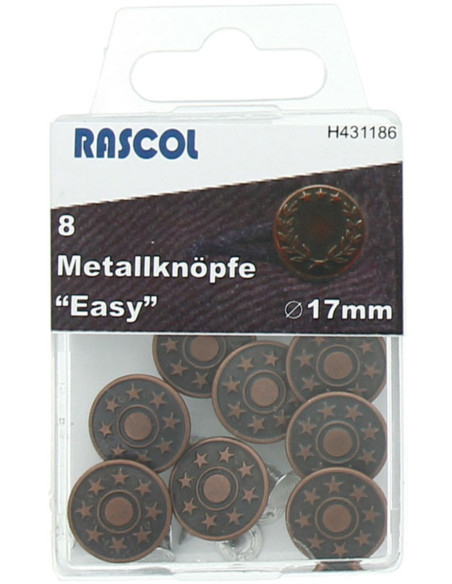 Caixa de 8 botões jeans 17mm Rascol - Cobre Estrelas
