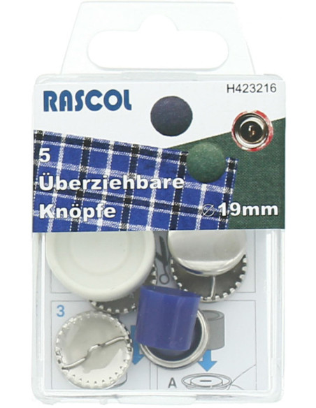 Caixa de 5 botões para cobrir com ferramenta Rascol - 19 mm