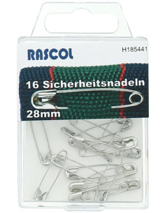 Caixa de 16 alfinetes de segurança Rascol - Prata 28 mm