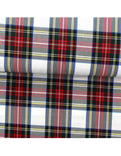 Tecido tartan escocês - Vermelho, verde, amarelo e bege
