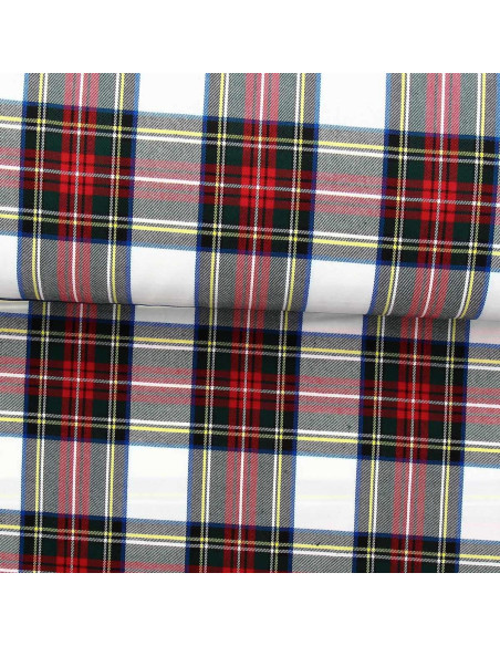 Tecido tartan escocês - Vermelho, verde, amarelo e bege