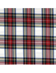 Tecido tartan escocês - Vermelho, verde, amarelo e bege 2