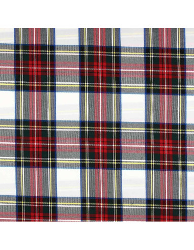 Tecido tartan escocês - Vermelho, verde, amarelo e bege