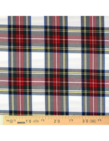 Tecido tartan escocês - Vermelho, verde, amarelo e bege
