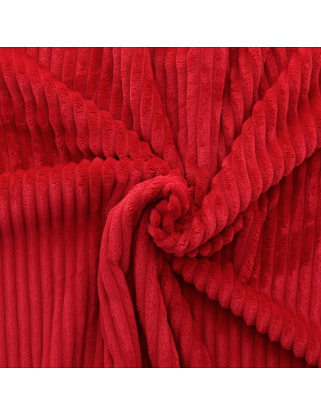 Tecido minky canelado grosso - Vermelho