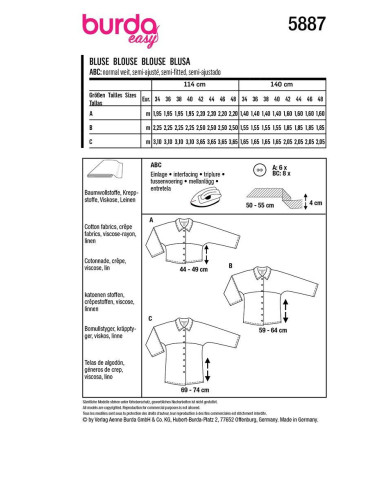 Molde de blusa - Burda 5887