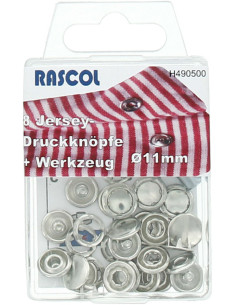 Caixa de 8 molas de pressão jersey Rascol - 11 mm prata