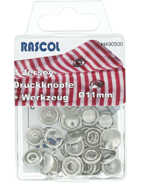 Caixa de 8 molas de pressão jersey Rascol - 11 mm prata