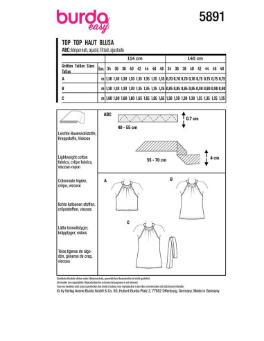 Molde de top - Burda 5891