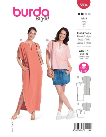Molde de vestido e túnica - Burda 5894
