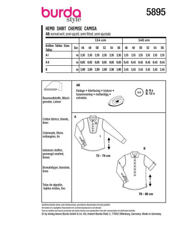 Molde de camisa - Burda 5895