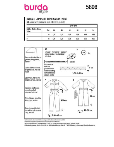 Molde de macacão - Burda 5896