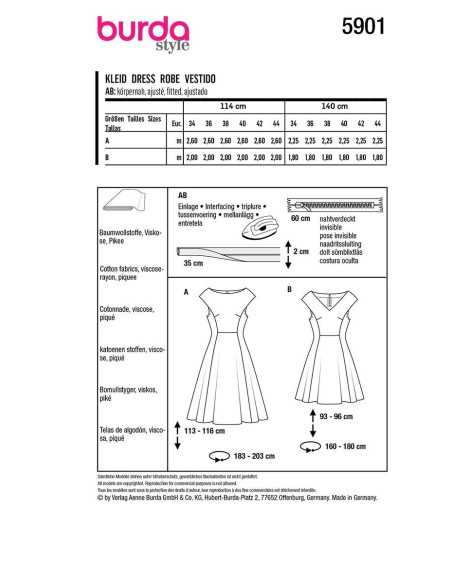 Molde de vestido - Burda 5901