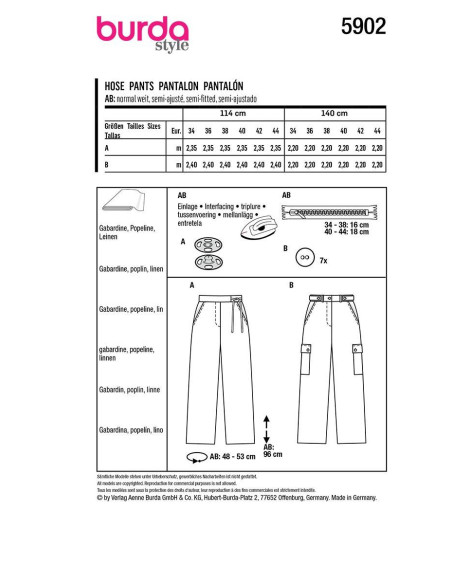 Molde de calça - Burda 5902