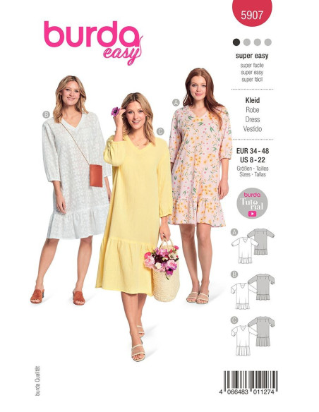 Molde de vestido - Burda 5907