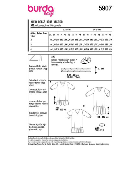 Molde de vestido - Burda 5907