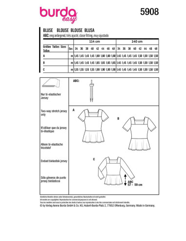 Molde de blusa - Burda 5908
