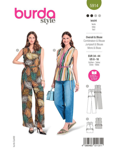 Molde de macacão e blusa - Burda 5914