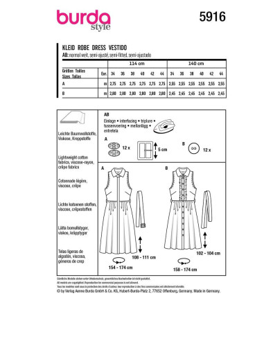 Molde de vestido - Burda 5916