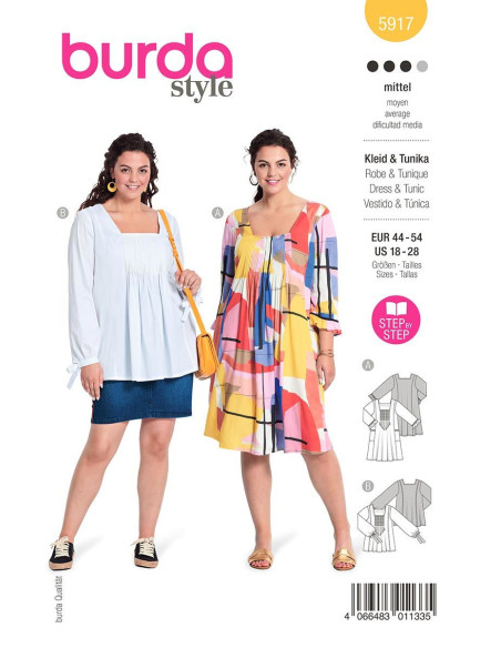 Molde de vestido e túnica - Burda 5917
