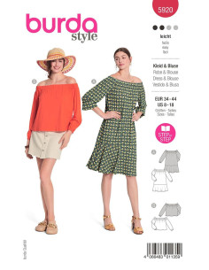 Molde de vestido e blusa - Burda 5920