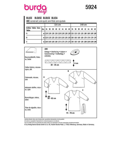 Molde de blusa - Burda 5924