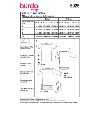 Molde de vestido - Burda 5925