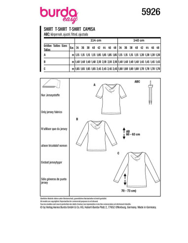 Molde de T-shirt - Burda 5926