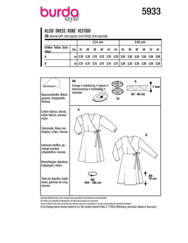 Molde de vestido - Burda 5933