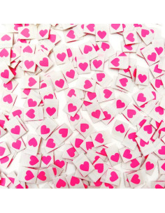 Conjunto de 8 etiquetas tecidas - Coração rosa 2