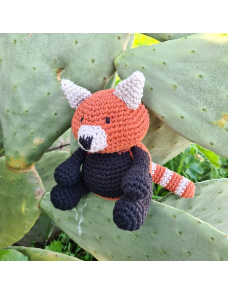 Kit de crochê - Ling o panda-vermelho