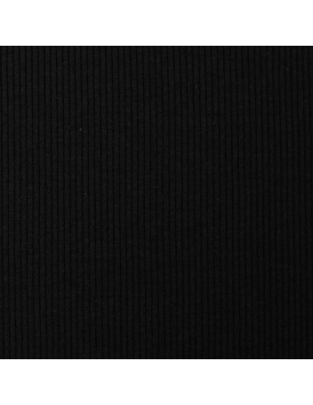 Tecido jersey de algodão malha fina canelada - Preto