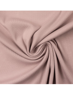 Tecido jersey de algodão malha fina canelada - Rosa velho