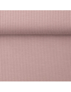 Tecido jersey de algodão malha fina canelada - Rosa velho 2