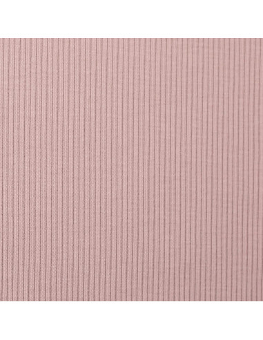 Tecido jersey de algodão malha fina canelada - Rosa velho