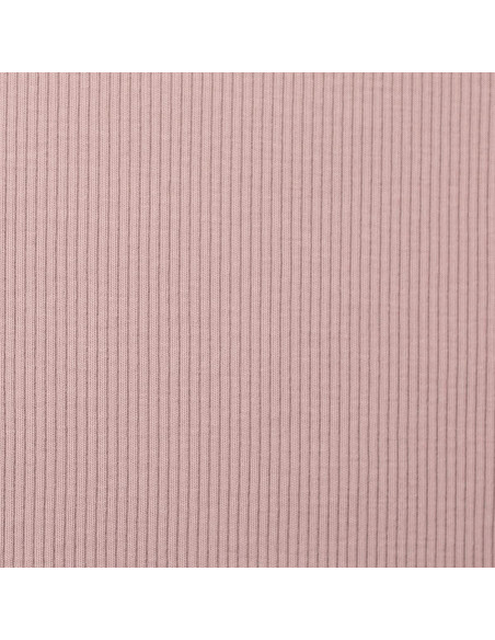 Tecido jersey de algodão malha fina canelada - Rosa velho