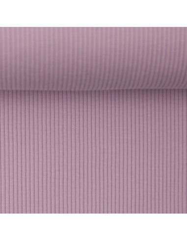 Tecido jersey de algodão malha fina canelada - Lavanda